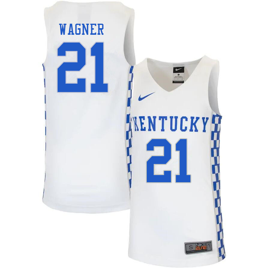 Men #21 D.J. Wagner Kentucky Wildcats College Basketball Jerseys Stitched Sale-White - Click Image to Close
